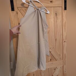 Cream colored dress with pearls